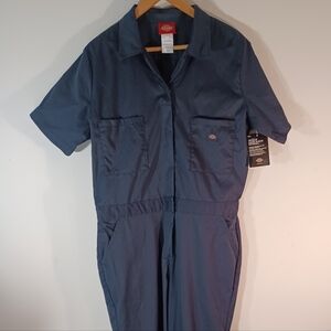 Dickies Women's Short Sleeve Coveralls Navy Blue Workwear Jumpsuit, Size XL